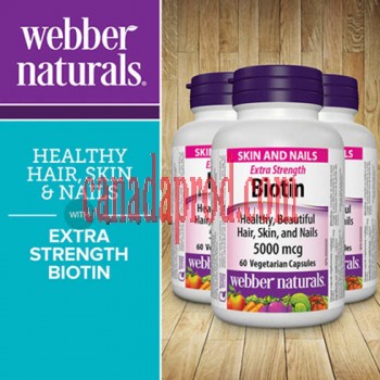 webber naturals Biotin 5000 mcg Vegetarian Capsules, 60-count, 3-pack