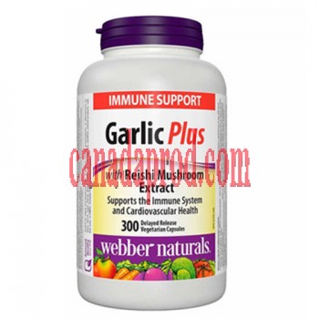 webber naturals Garlic Plus with Reishi Mushroom Extract Capsules, 300-count