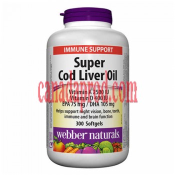 webber naturals Super Cod Liver Oil Softgels 300 count