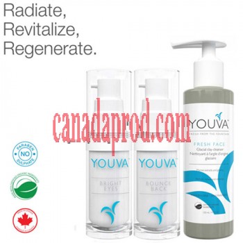 Youva Daily Revitalizing Trio: Organic Cleanser, Organic Serum and Organic Anti-aging Eye-cream
