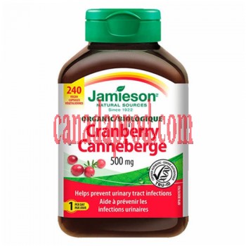 Jamieson Organic Cranberry 500mg - 240 Vegan Capsules