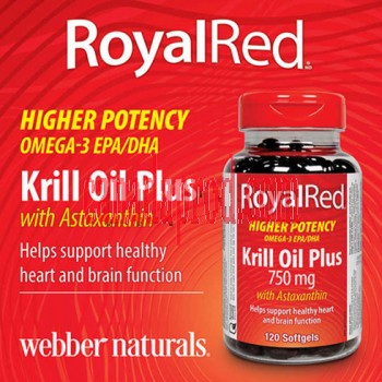 webber naturals 750 mg Royal Red Krill Oil Plus with Astaxanthin, 120-count