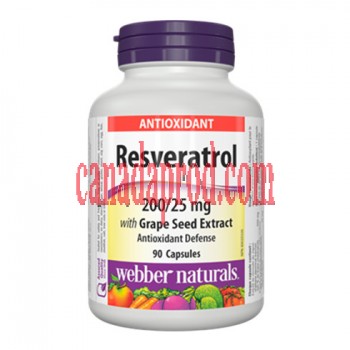 Webber Naturals Resveratrol with Grape Seed Extract 200/25 mg 90 Capsules