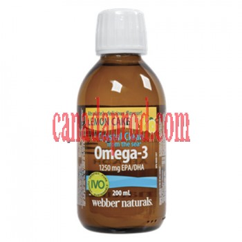 Webber Naturals Crystal Clean from the sea - Omega-3 Liquid 1250 mg EPA/DHA 1000 IU Vitamin D3 200 mL Lemon Cake Flavour 