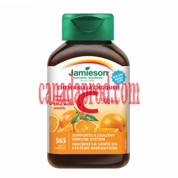 Jamieson Vitamin C Chewable Orange 500 mg -- 365 Tablets