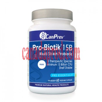 CanPrev Pro-Biotik 15B Multi Strain Probiotic 60vegetable capsules.