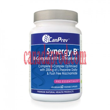 CanPrev Synergy B B-complex with L-Theanine 60vegetable capsules.