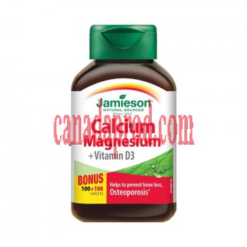 Jamieson Calcium Magnesium+Vitamin D3 200caplets.