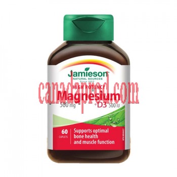 Jamieson High-Potency Magnesium 500mg + D3 500IU 60capsules.