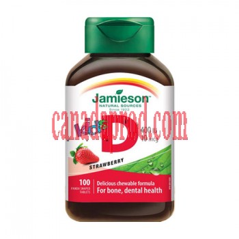 Jamieson Kids Chewable Vitamin D 400IU 10mcg 100tablets.