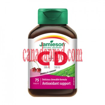Jamieson Vitamin C Chewable 500mg + D 500IU 75tablets.