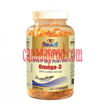 Maplelife Omega-3 Alaska Deep Sea Fish Oil(Golden) 1000mg 180softgels
