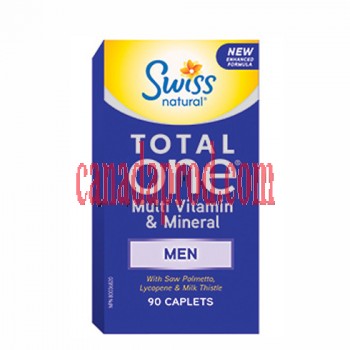 Swiss Naturals Total One Men Multi Vitamin & Mineral Timed Release 90 caplets.