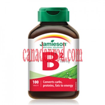 Jamieson Vitamin B2 (Riboflavin) 100 mg 100 tablets.