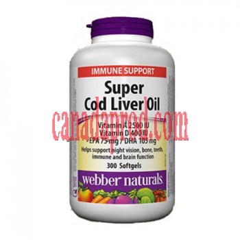 Webber Naturals Super Cod Liver Oil - 300 Softgels