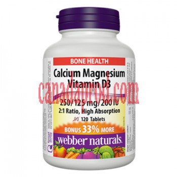 Webber Naturals Calcium Magnesium with Vitamin D3 120 Tablets