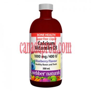 Webber Naturals Liquid Calcium Vitamin D Blueberry Flavour 500ml