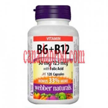 Webber Naturals B6, B12 with Folic Acid 120 Capsules